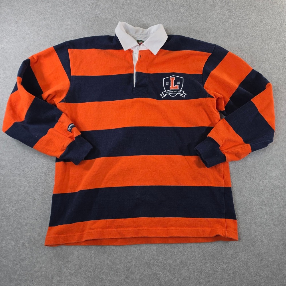 Barbarian Rugby Wear Illinois University Striped Shirt Mens Large Made in Canada